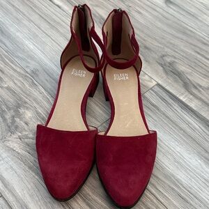 Like New Eileen Fisher Burgundy Hutton Ankle Strap Shoe